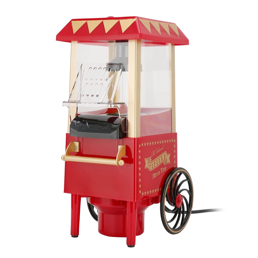 Automatic Popcorn Maker, Retro Popcorn Machine with Detachable Top Cover and Automatic Stirring, Corn Makers for Family Party(US)