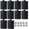 10pcs Flask for Liquor for Men,Matte Black Stainless Steel Leakproof and Funnel, with Never-Lose Metal Cap, Drinking Flasks for Wedding Party Gift Outdoor Activities (8oz) view 1
