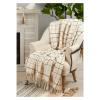Occasion Gallery Natural 100% Cotton Dashed Line Decorative Armchair Farmhouse Style Throw Blanket, 50" x 60" view 1