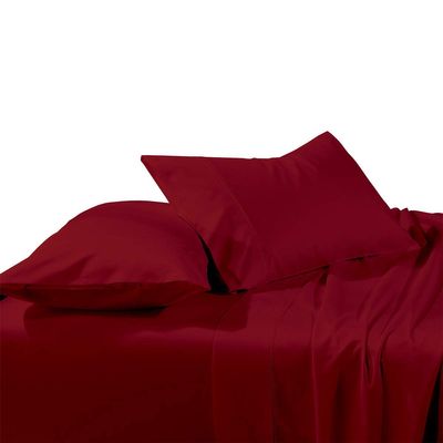 Aspire Linen 550-Thread-Count All Season Pima Cotton 4-Piece Bed Sheets Set Full Size Fits mattresses Upto 15-18 deep Pocket  Sateen Weave (Solid, Burgundy)