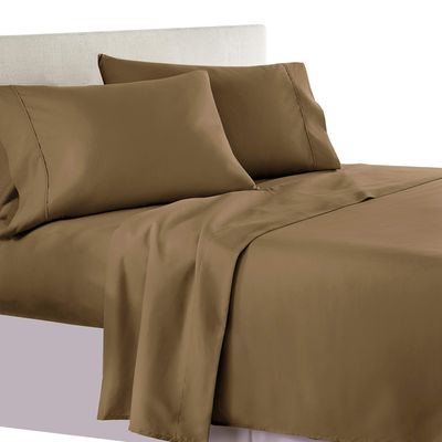 Aspire Linen 550-Thread-Count All Season Pima Cotton 4-Piece Bed Sheets Set Twin Size Fits mattresses Upto 15-18 deep Pocket Sateen Weave (Solid, Taupe)