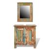 QZZCED Rustic Style,Solid Wood Material,Ample Storage Space,Bathroom Mirror + Sink Cabinet 2-Piece Set,Reclaimed Solid Wood Bathroom Vanity Cabinet Set with Mirror(Priority Delivery) view 1