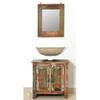QZZCED Rustic Style,Solid Wood Material,Ample Storage Space,Bathroom Mirror + Sink Cabinet 2-Piece Set,Reclaimed Solid Wood Bathroom Vanity Cabinet Set with Mirror(Priority Delivery) view 3