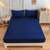 CFYCYHDZHT Bed Cover Room Solid Color Printed Deep Pocket Fitted Sheet, Bedroom Hotel Homestay Single Double King Size Mattress Protector Navy Blue 90200cm+27cm (3pcs) view 1
