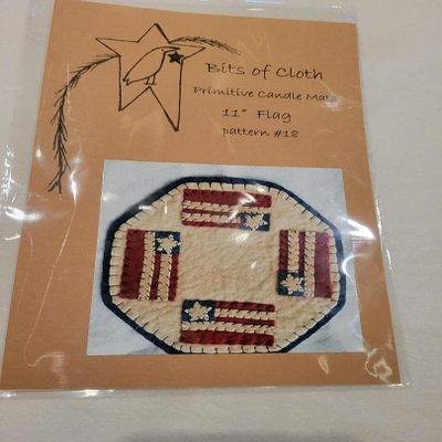 *PATTERN* Primitive Candle Mat - Flag 11" #18 - Bits of Cloth