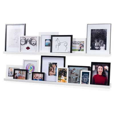 Unknown1 Denver 56 Inch Floating Shelves White Picture Ledge (Set of 2) MDF Matte Includes Hardware