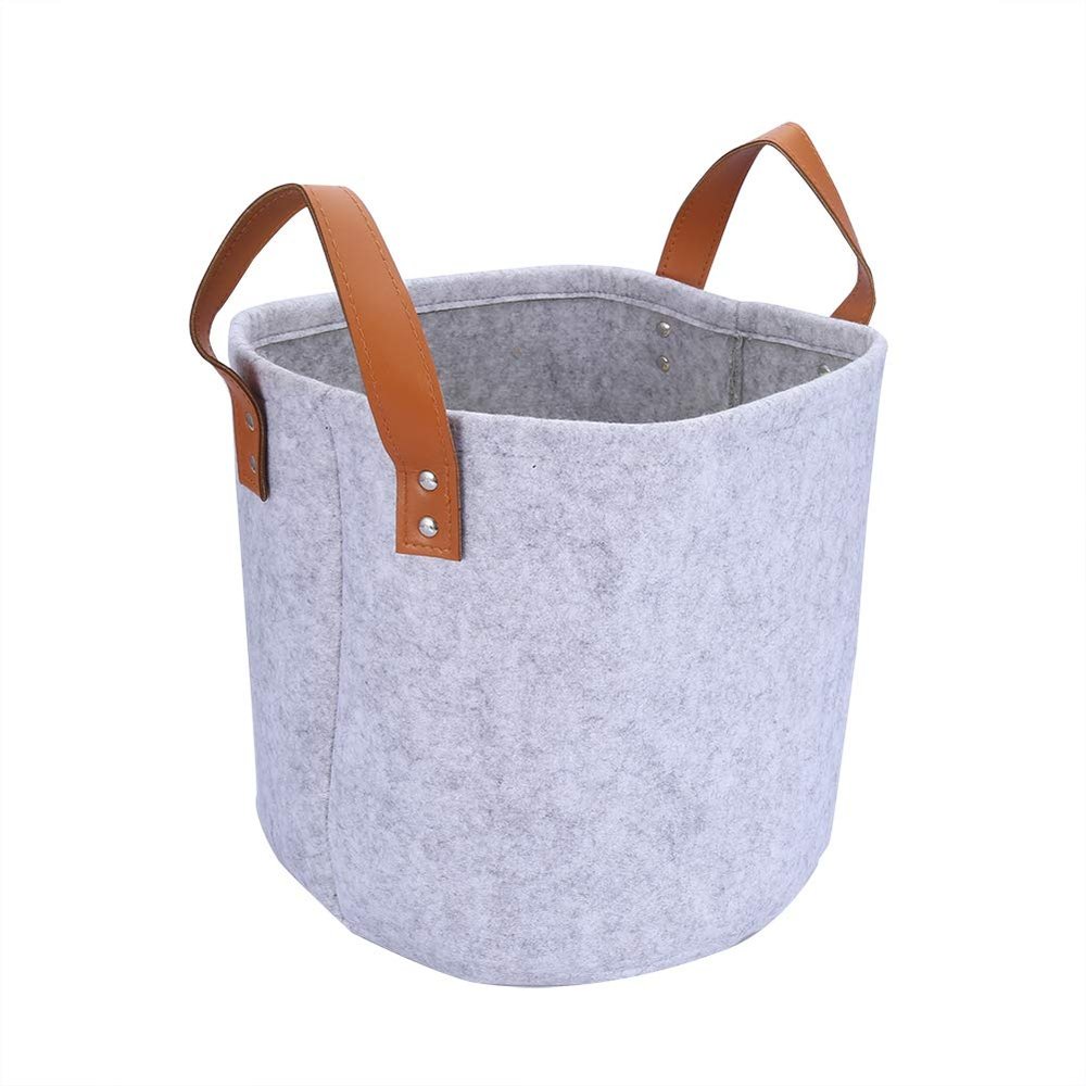 25/30cm Simple Style Cloth Arrange Felt Storage Basket Fabric Contain Toy Storage Bucket Textile Storage Basket Cloth Storage Bucket for Home(L)