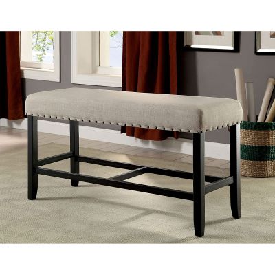 Simple Relax Counter Height Seating Bench in Antique Black and Beige