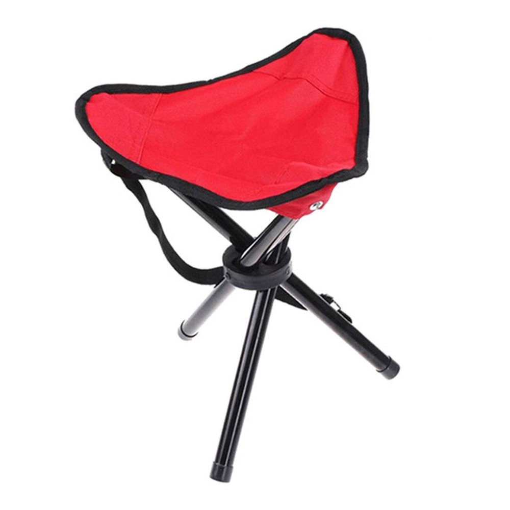 Nuojie Camping Folding Chair Fishing Festival Outdoor Stool Tripod Chair Picnic Barbecue Beach Portable Light Chair (Color : Red)