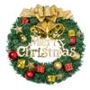 13 Inch Christmas Wreath, Artificial Pine Garland with Bowknot Bells Deer Red Berries Flower Gifts for Christmas Party Decor Front Door Wreath view 1