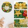 13 Inch Christmas Wreath, Artificial Pine Garland with Bowknot Bells Deer Red Berries Flower Gifts for Christmas Party Decor Front Door Wreath view 2