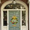 13 Inch Christmas Wreath, Artificial Pine Garland with Bowknot Bells Deer Red Berries Flower Gifts for Christmas Party Decor Front Door Wreath view 4