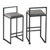 NLLPZ-STOOL Barstools - Upholstered 25.5 Inch Counter Height Stools with Back and Footrest, Classic Velvet Bar Stools for Kitchen Counter Island (Grey, 2 Barstools) view 1