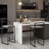 NLLPZ-STOOL Barstools - Upholstered 25.5 Inch Counter Height Stools with Back and Footrest, Classic Velvet Bar Stools for Kitchen Counter Island (Grey, 2 Barstools) view 2