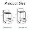 NLLPZ-STOOL Barstools - Upholstered 25.5 Inch Counter Height Stools with Back and Footrest, Classic Velvet Bar Stools for Kitchen Counter Island (Grey, 2 Barstools) view 3