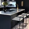 NLLPZ-STOOL Barstools - Upholstered 25.5 Inch Counter Height Stools with Back and Footrest, Classic Velvet Bar Stools for Kitchen Counter Island (Grey, 2 Barstools) view 4