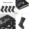 CUXWEOT Personalized Black and White Skull Christmas Stocking Customize Name Xmas Socks for for Family Holiday Decorations Gift 17.52 x 7.87 Inch view 4