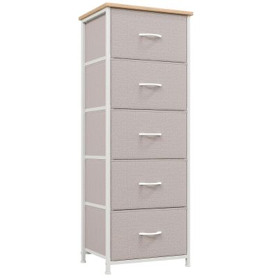 Somdot Tall Dresser for Bedroom with 5 Drawers, Storage Organizer Chest of Drawers with Removable Fabric Bins for Closet Bedside Living Room Laundry Entryway Hallway, Ash Grey