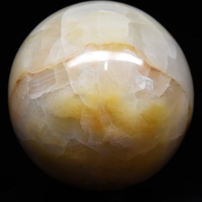 2.9" 555g Orange White Banded Onyx Sphere Polished Natural Chacledony Gemstone Crystal Mineral Dcor Ball - Peru + Stand