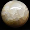 2.9" 555g Orange White Banded Onyx Sphere Polished Natural Chacledony Gemstone Crystal Mineral Dcor Ball - Peru + Stand view 2