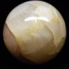 2.9" 555g Orange White Banded Onyx Sphere Polished Natural Chacledony Gemstone Crystal Mineral Dcor Ball - Peru + Stand view 3