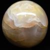2.9" 555g Orange White Banded Onyx Sphere Polished Natural Chacledony Gemstone Crystal Mineral Dcor Ball - Peru + Stand view 4