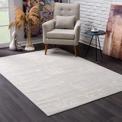 HomeRoots Grey 100% Polypropylene 8 x 11 Modern Gray Distressed Area Rug
