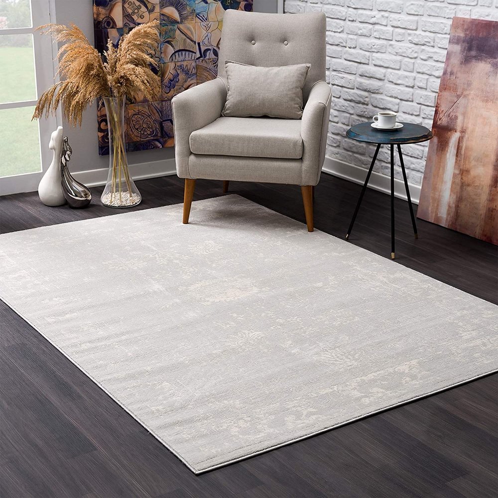 HomeRoots Grey 100% Polypropylene 8 x 11 Modern Gray Distressed Area Rug