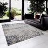 HomeRoots 100% Polypropylene 5 x 8 Navy and Beige Distressed Vines Area Rug view 3