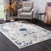 HomeRoots 100% Polypropylene 5 x 8 Navy Blue Distressed Floral Area Rug view 1