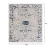 HomeRoots 100% Polypropylene 5 x 8 Navy Blue Distressed Floral Area Rug view 2