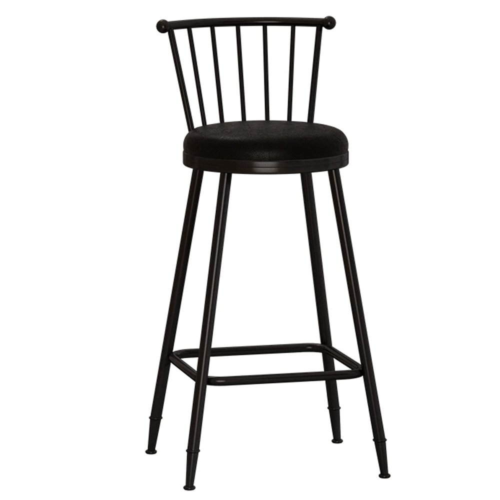 Industrial Style PU Leather Kitchen Barstool Chair with Back and Footrest for Pub,Dining Chair,Counter,Black Iron Legs