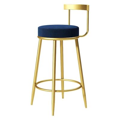 Modern Industrial Bar Chair Backrest High Barstool Round Velvet Seat for Breakfast Kitchen Counter,Gold Metal Legs,330IB Load-Bearing