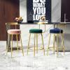 Modern Industrial Bar Chair Backrest High Barstool Round Velvet Seat for Breakfast Kitchen Counter,Gold Metal Legs,330IB Load-Bearing view 2