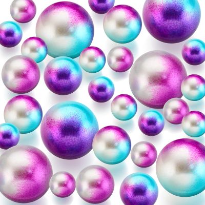 150 Pieces Vase Filler Faux Pearls Vase Makeup Beads No Hole Gloss Bead Mixed Sizes Round Pearl for Home Party Wedding Decor, 8/14/20 mm(Rainbow)