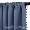 StangH Stone Blue Blackout Curtains 84 inch for Living Room/Patio Sliding Door, Pompom Thermal Insulated Door Panels for Bedroom, Nursery Kids Home Decoration, W52 x L84, 2 Panels view 4