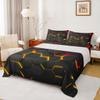 Manfei Honeycomb Sheet Set Twin Size Geometric Hexagon Bedding Set 3pcs with Deep Pocket Fitted Sheet + Flat Sheet + 1 Pillowcase Yellow Red Neon Lights Bed Sheet Set for Kids Boys Girls Room Decor view 1