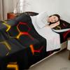 Manfei Honeycomb Sheet Set Twin Size Geometric Hexagon Bedding Set 3pcs with Deep Pocket Fitted Sheet + Flat Sheet + 1 Pillowcase Yellow Red Neon Lights Bed Sheet Set for Kids Boys Girls Room Decor view 2