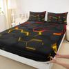 Manfei Honeycomb Sheet Set Twin Size Geometric Hexagon Bedding Set 3pcs with Deep Pocket Fitted Sheet + Flat Sheet + 1 Pillowcase Yellow Red Neon Lights Bed Sheet Set for Kids Boys Girls Room Decor view 4