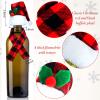 24 Pieces Christmas Wine Bottle Cover Set Christmas Buffalo Plaid Mini Xmas Santa Hat Scarf for Wine Bottle(Cute) view 4