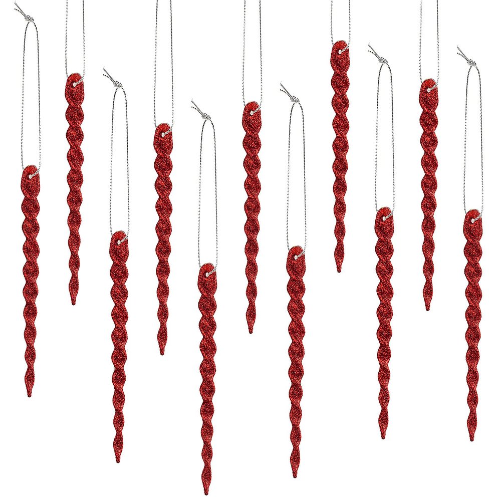 30 Pcs Christmas Plastic Icicle Twisted Plastic Icicle Ornaments Christmas Tree Hanging Decoration and Holiday Xmas Party Wedding Hanging(5.9 Inch,Red)