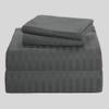 SHERA'S BEDDINGS Olympic Queen Sleeper Sofa Bed Sheet Set (66" x 80" + 4") Long-Staple Cotton Fits Mattress Sheet 4" Inches Deep Egyptian Quality- 600 TC Stripe Dark Grey Sofa Sleeper Sheets- 4 pc view 1