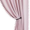 StangH Blackout Pink Curtains for Bedroom 84 inches Long, Thermal Insulated Pompom Curtains for Baby Girls/Nursery Room, Energy Efficient Panels for Living Room, W52 x L84, 2 Panels view 1