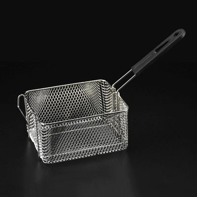 Deep fry basket Commercial Electric Fryer Frying Basket Black Handle Square French Fries Basket Stainless Steel Multifunctional Fried Food Basket Frying Basket
