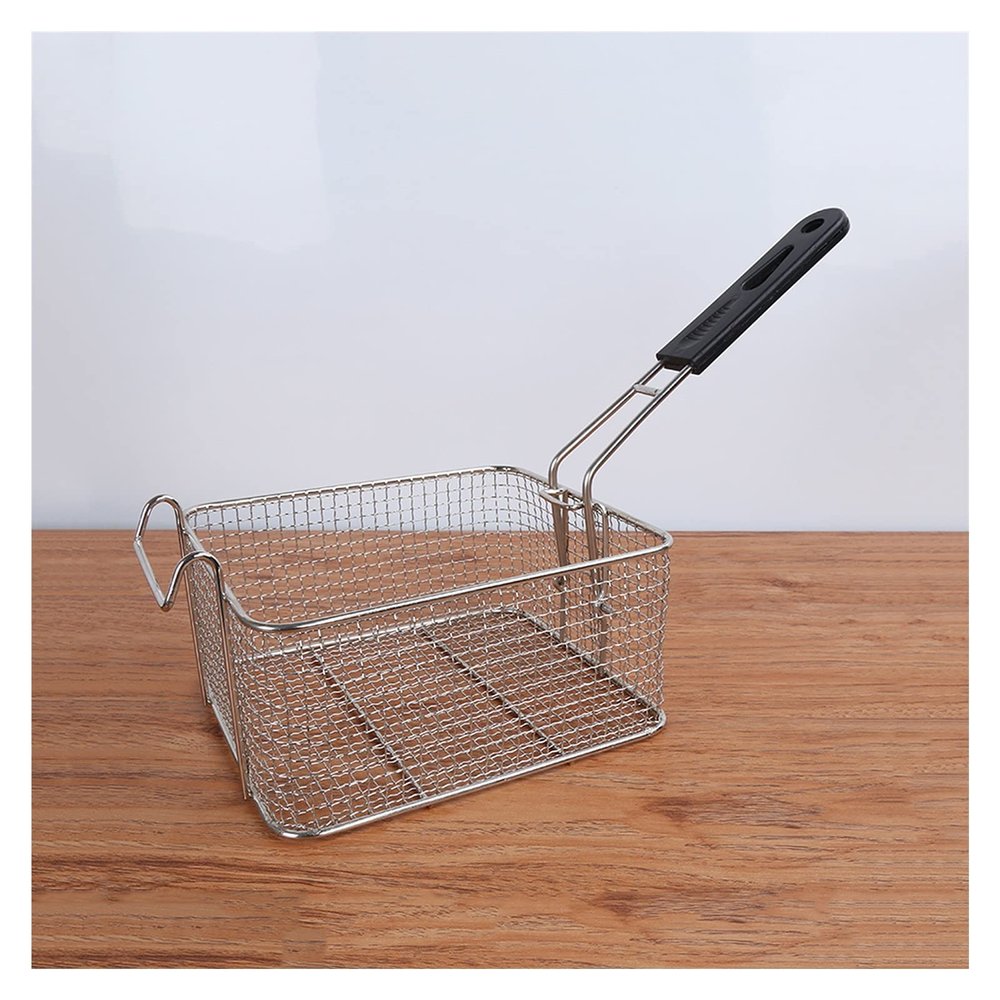 Deep fry basket Stainless Steel Fry Basket with Anti-scalding Handle Commercial Electric Fryer French Fries Basket Square Oil Filter Frying Basket Frying Basket