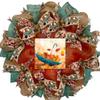Fall Umbrella Personalized Handmade Deco Mesh Wreath 24 and 28 inch diameters view 2