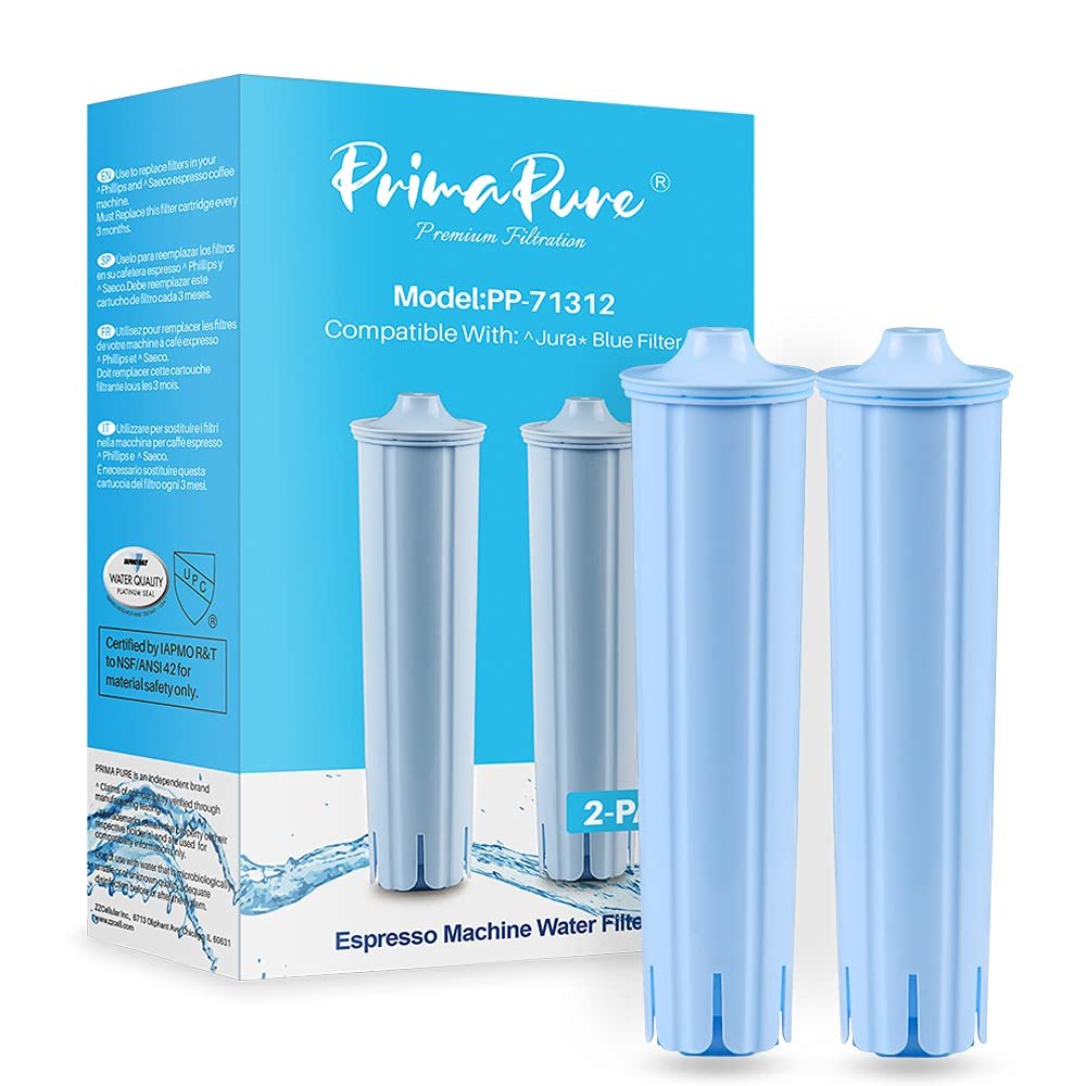 2-Pack PrimaPure Coffee Machine Water Filter Replacement for Jura Clearyl Blue 71445, 67879, ENA3, ENA5, J6, J9, J95 Certified To NSF/ANSI 42 by IAPMO R&T