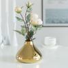 6.5" W x 4.75" H Decorative Ceramic Modern Centerpiece Table Flower Vase, Gold view 2