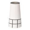 7" H Ceramic Modern Painted Grid Tapered Flower Table Vase, Black and White view 1