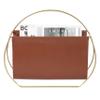 Gold Metal and Brown Leather Modern Decorative Freestanding Magazine Book Rack Storage Holder view 3